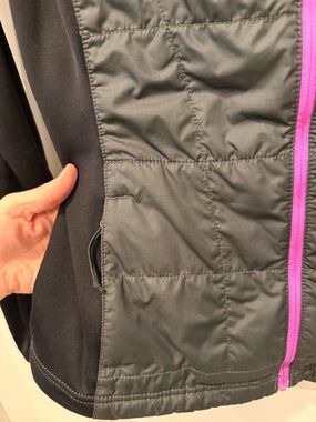 Women's Black Puffer Jacket with Pink Zip